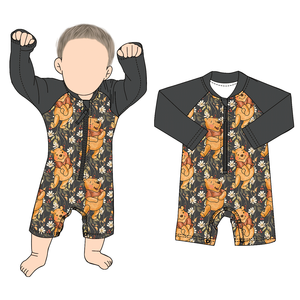 Neue Amerikanische Babykleidung für Jungen, Bambus-Strampler mit Reißverschluss, Kurze Reißverschluss-Overalls mit Tier-Zoo-Motiv für den Schulanfang - Product Image 3