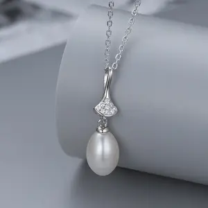 S925 Sterling Silver Pearl Necklace Shell Round Freshwater Pérolas Colar Mulheres Strass Prata Colar