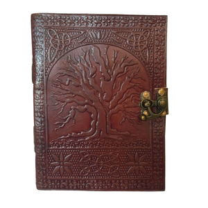 Diario de Cuero A3 Hecho a Mano con Tapa Dura, Grabado del Árbol de la Vida, Páginas Impresas Vintage, Encuadernación con Hojas Plegables, Sin Líneas, para Arte y Escritura, Regalo - Product Image 1