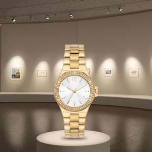 นาฬิกาข้อมือควอตซ์โครโนกราฟหรูหราสำหรับสุภาพสตรีสายสแตนเลสสตีลดีไซน์แบบเกาหลีหน้าปัดเข็มชี้แบบเรียบง่ายขนาด50เมตร - Product Image 3