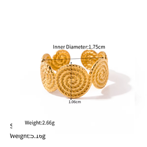 N & S 18K or acier inoxydable corde torsadée texturé spirale anneau ouvert femmes réglable tressé cercle Design bijoux - Product Image 3