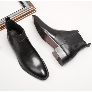 Zapatos de Cuero con Punta en Pico para Hombre, Zapatos Formales de Negocios de Cuero Genuino, Zapatos de Novio para Boda, Zapatos Derby con Suela Gruesa para Aumentar la Estatura - Product Image 2