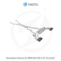 YT knalpot aliran tinggi Downpipe untuk BMW M5 G90 4.4T 2024 + suku cadang boneka otomatis baja tahan karat
