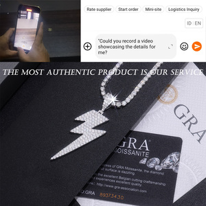 Sét tia moissanite Mặt dâ<span class=keywords><strong>y</strong></span> chuyền vòng cổ 925 Sterling bạc 18K mạ vàng đầ<span class=keywords><strong>y</strong></span> đủ pavé thiết kế cho hip hop dạo phố - Product Image 5