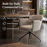 Silla de Comedor Giratoria Premium con Respaldo Abierto, Tapizada en Bouclé, Base Curva en Forma de Estrella, Giro de 360° °   Restaurante Giratorio Rotating Oatmeal Grey Hotel