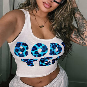 Camiseta sin mangas con estampado de letras de leopardo para mujer, ropa de calle, chaleco estético de verano sin mangas Grunge EGirl - Product Image 4
