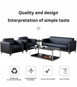 Conjunto de Sofás de Oficina de Cuero Resistente, Muebles de Oficina Grandes para Salas de Recepción y Negociación - Product Image 4