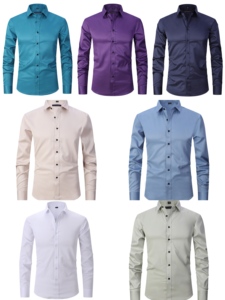 Camisas de Manga Larga <span class=keywords><strong>para</strong></span> Hombre, Camisas de Vestir Ajustadas, Trajes de Negocios de Color Sólido, Ropa Masculina <span class=keywords><strong>para</strong></span> el Trabajo, Camisas de Vestir Multicolores - Product Image 6