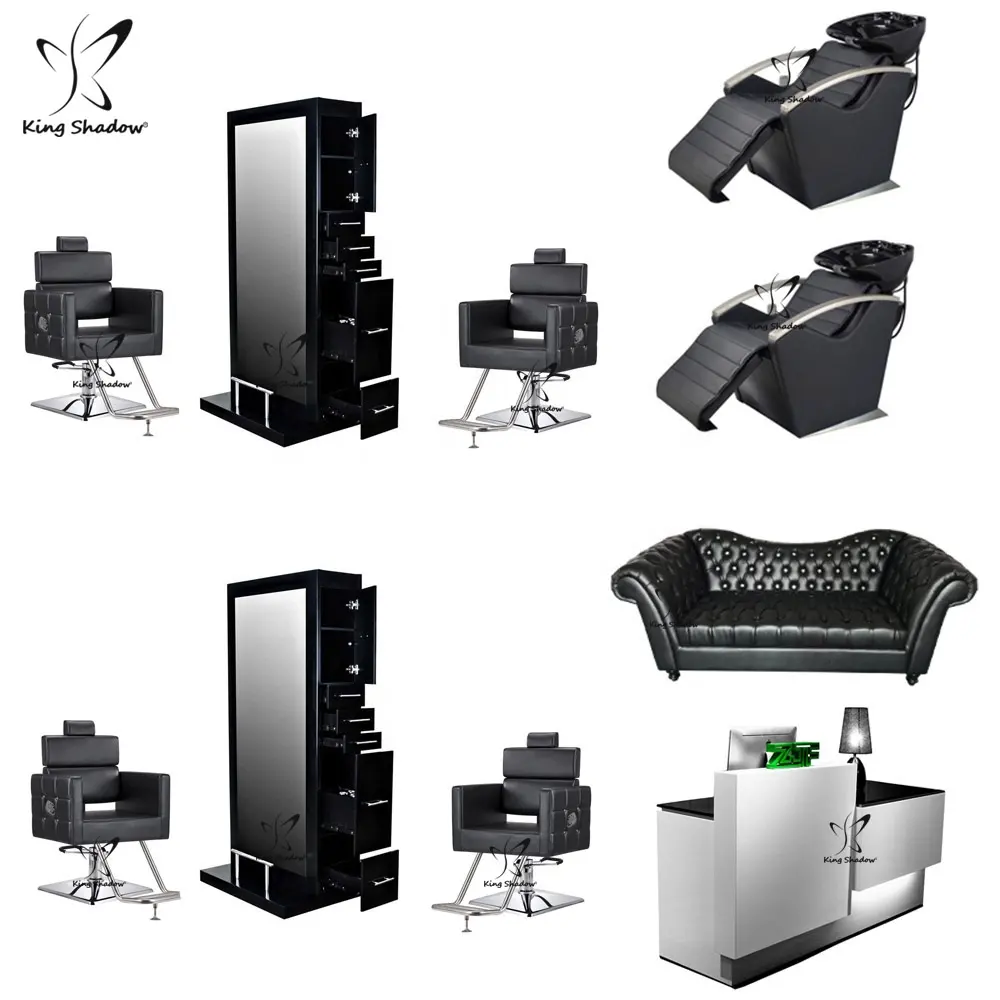 king shadow salon furniture package hairdressing chairs backwash unit styling mirror station