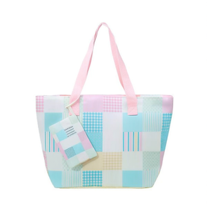 Sac de plage à carreaux imprimé numériquement 56x36x17cm avec petite pochette BOLSO DE PLAYA - Product Image 1