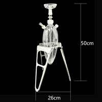 Grand ensemble de shisha à lumière LED de luxe nouveau narguilé en acier inoxydable verre à haute teneur en borosilicate cylindrique double tuyau miroir techniques