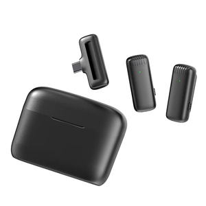 Micrófono inalámbrico con Clip J13 Lavalier, 3 en 1, 2,4G, para estudio de grabación en vivo, con funda de carga para iPhone - Product Image 3