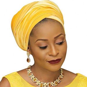 Wholesale Long Size Velvet Turban Stretchy DIY Wear Headscarf Africa <b>Women</b> Headwraps Daily Life Outdoor <b>Scarf</b> - Product Image 2