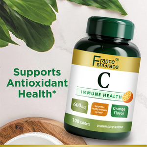 Complément alimentaire personnalisé à la vitamine C saveur orange, soutient la santé antioxydante, comprimés de vitamine C 600 mg pour hommes et femmes - Product Image 1
