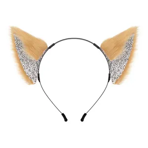 Новый стиль ручной работы из искусственного меха волчьих ушей повязка на голову Сексуальная кошачья Ушная повязка на голову
