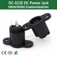Soket DC-022E DC Power Female dengan Lubang Pemasangan 2 Pin Tipe Solder Jack DC untuk Pengisian Baterai Lithium
