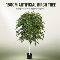 Arbre de bouleau artificiel de 150 cm, plante artificielle en pot, bonsaï artificiel pour la décoration de la maison et du jardin