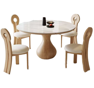 2025 High-End Modern 6-Seater <b>Dining</b> <b>Table</b> Marble <b>Top</b> Solid Wood Home Furniture Extendable <b>Dining</b> Set - Product Image 1
