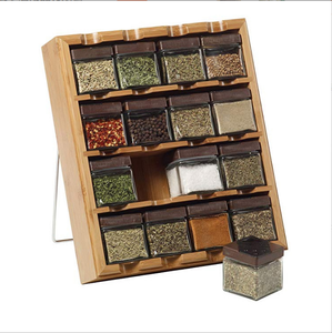 kitchen 16-cube bamboo inspirations spice rack set with bottles bamboo spice rack drawer