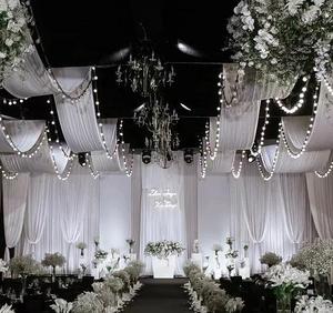 Tissu transparent blanc suspendu plafond voile rideaux rideaux <span class=keywords><strong>mariage</strong></span> arc décoration voile rideaux - Product Image 3