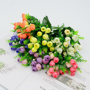 Bouquet de roses artificielles Dongchen Crafts, 15 têtes, rose champagne, fleurs en soie, décoration de mariage à domicile, style minimaliste - Product Image 4