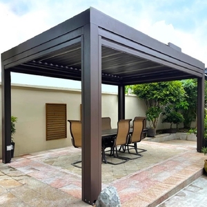 Pérgola y Gazebo de Aluminio con Luces LED, Impermeable, Bioclimática, con Cortina - Product Image 4
