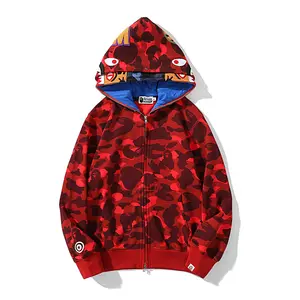 In Stock Winter Streetwear 1:1 Quality Camouflage Shark Bapees Famous Brand Unisex Men Zip Up Hoodies Sweatshirts