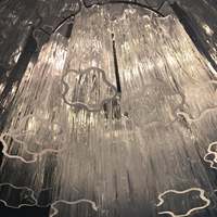 Lustre moderne pour escalier d'hôtel ou de villa, sur mesure, extra large, 7 niveaux, tubes en verre de Murano transparent
