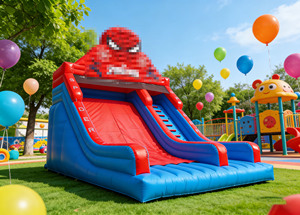 Château gonflable géant commercial avec toboggan, château sauteur Spiderman gonflable, toboggan sec en PVC 30x23x26.3FT, 40 personnes, 3 ans - Product Image 6