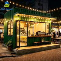 Grande surface entièrement aménagée, maison préfabriquée en conteneur, café, kiosque mobile modulaire avec décoration intérieure complète