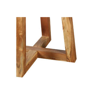 Mesa de restaurante redonda de madera maciza de Acacia natural y metal mesa redonda de madera de hierro para el hogar y muebles de mesa de comedor - Product Image 4