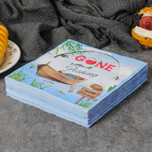 Gone Fishing Printed Paper Napkins 330mm Square Themed Party Use 20 Sheets Per Pack - Product Image 3