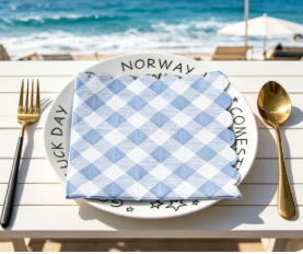 DAMAI blue Gingham Scalloped Disposable Paper Napkins Kid Theme Macaron Color <b>Spring</b> Birthday Party <b>Decorative</b> Table Napkins - Product Image 2