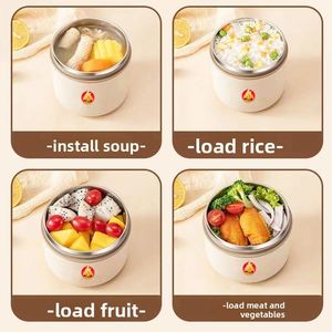 Portable Dual Tier Stainless Steel <b>Lunch</b> <b>Box</b> Insulated <b>Microwave</b> Safe Food Container for Office Workers Students Large Capacity - Product Image 3