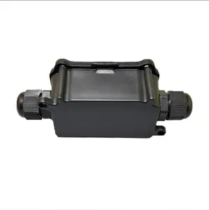 Ip67 2-way buried distribution box black junction waterproof box with cable gland