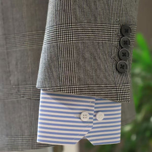 Blazer da Uomo Intramontabile in Lana Grigio Chiaro con Risvolto a Punta Larga, Stile <span class=keywords><strong>Prince</strong></span> of Wales, Doppiopetto, per un Look Professionale ed Elegante - Product Image 3