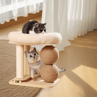 Nouvelle structure d'escalade et nid douillet multifonctionnelle, luxueuse et moderne pour chat, tout-en-un, avec plateau en sisal et lit en peluche en bois