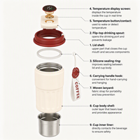 Nouvelle mode 316 tasse de voyage isolée en acier inoxydable couvercle d'affichage de la température bouteille de flacon à vide avec source de lumière LED