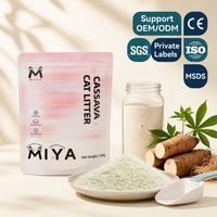 Litière pour chat biodégradable en manioc, agglomération rapide, faible poussière, adaptée aux litières automatiques, vente en gros, ODM, OEM