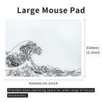 Alfombrilla de Ratón para Juegos de Vidrio Transparente Resistente al Agua Sea Wave con Reposamuñecas, Alfombrilla de Teclado Personalizada para PC 410x310mm para Uso en Oficina Kelida