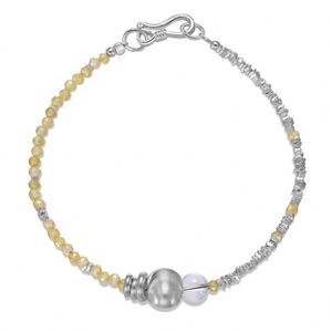 Dylam Unique Design <b>Charm</b> 925 Sterling Silver Rhodium Plated Bead Beaded Crystal Cateye Stone <b>Bangle</b> Bracelet for Women - Product Image 1
