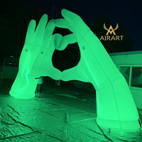Arche Gonflable Lumineuse Colorée avec Souffleur d'Air pour Décoration de Mariage et Anniversaire, Entrée Gonflable en Forme de Main pour Festival de Musique