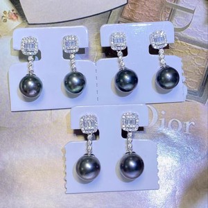 DIY 22585 Accessoires de bijouterie en argent S925 pour boucles d'oreilles avec perles rondes de 9-13mm, support vide pour boucles d'oreilles, accessoire de mode pour perles - Product Image 1