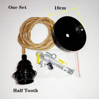 Suspension en corde de jute avec support de lampe E27 en bakélite, kit de fixation pour éclairage de plafond, support de câble et douille de lampe