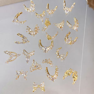 Breloques de luxe ruban d'or bague française bijoux pour ongles Zircon 3d Nail Art pendentif pour Salon de beauté - Product Image 4