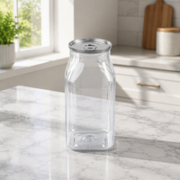 EN STOCK – Nouveau style – Bouteille transparente en PET de 500 ml (16 oz) avec couvercle à anneau facile à ouvrir pour boissons gazeuses et café