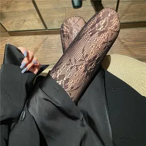 Vrouwen Sexy Mesh Gat Bloemen Diamond Gedrukt Visnet Panty Mesh Stocking Zien Door Panty