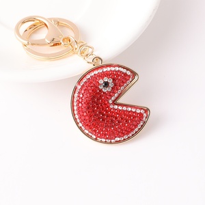 Porte-clés pendentif de sac pour couple <span class=keywords><strong>Pac</strong></span>-<span class=keywords><strong>Man</strong></span> en alliage de zinc incrusté de diamants, style <span class=keywords><strong>dessin</strong></span> <span class=keywords><strong>animé</strong></span>, mignon, euro-américain, cadeau, vente en gros - Product Image 4