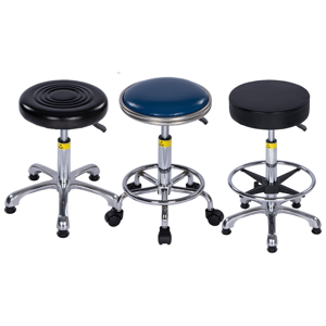 كرسي مختبر دائري مضاد للكهرباء الساكنة من الشركة المصنعة، جلد مضاد للكهرباء الساكنة، قابل لتعديل الارتفاع ودوار، للمدارس والغرف النظيفة والمستشفيات والمصانع وورش العمل - Product Image 1