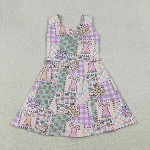 Nouvelles arrivées : Vêtements de yoga pour enfants, robe de yoga courte à nœuds roses imprimés pour filles, dos nu, longueur genou, été - Product Image 4